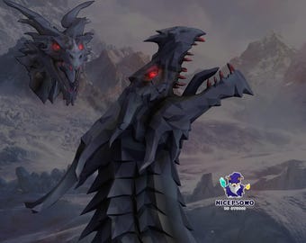 Drachenkopfhörerständer, Drachenbüste, Drachenkopfhörerhalter, Drachenkopfstatue, perfektes Gamer-Geschenk, Alduin - STL-Datei