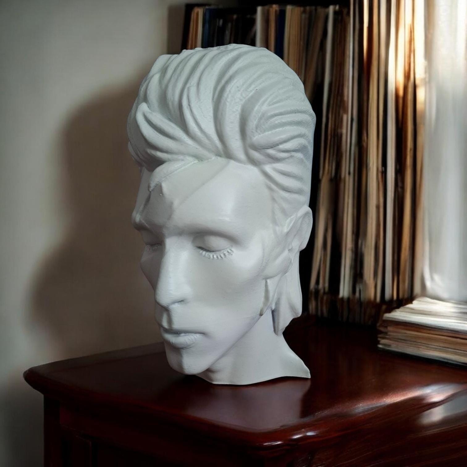David Bowie Headphone Stand – Detailed Bust Sculpture – Matte or