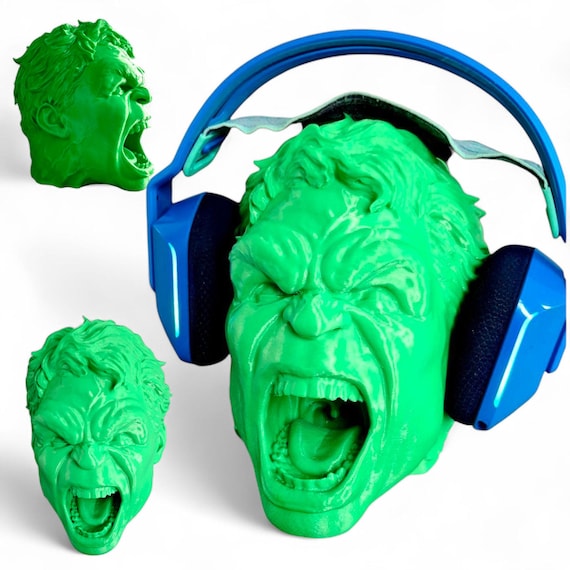 Incredible Hulk Headphone stand 3D Printed Headphone Stand Bust, Hulk