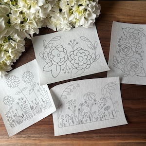 Florale Stick und Stitch Vorlage: 4 Wildblumen Stick Designs