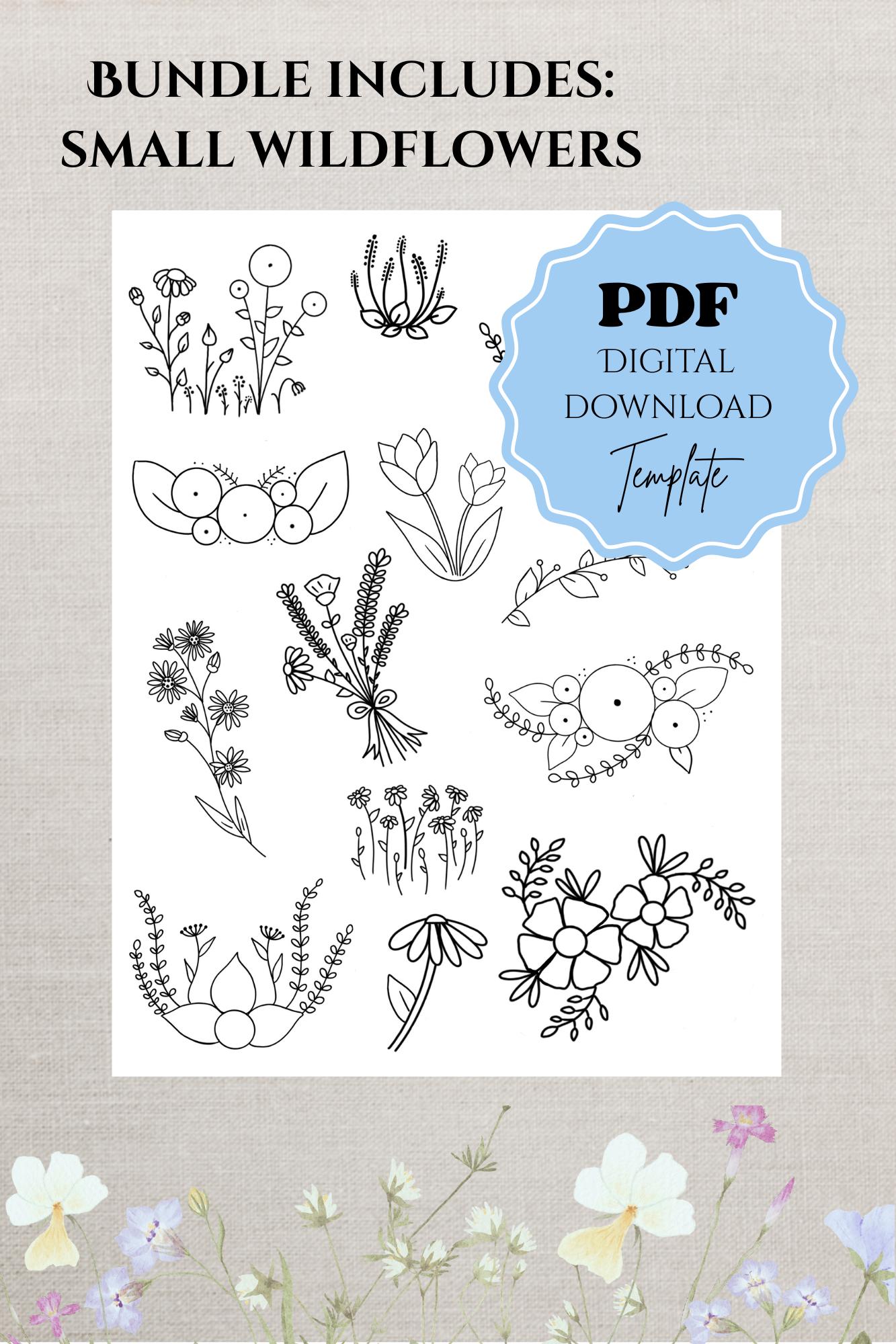 Wildflower Hand Embroidery Designs: 25 Stick and Stitch Templates (PDF ...