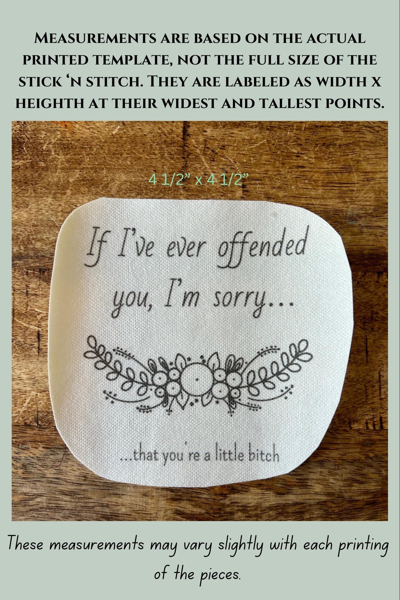Snarky Hand Embroidery Pattern: 'sorry...you're a Little B**ch' Stick ...