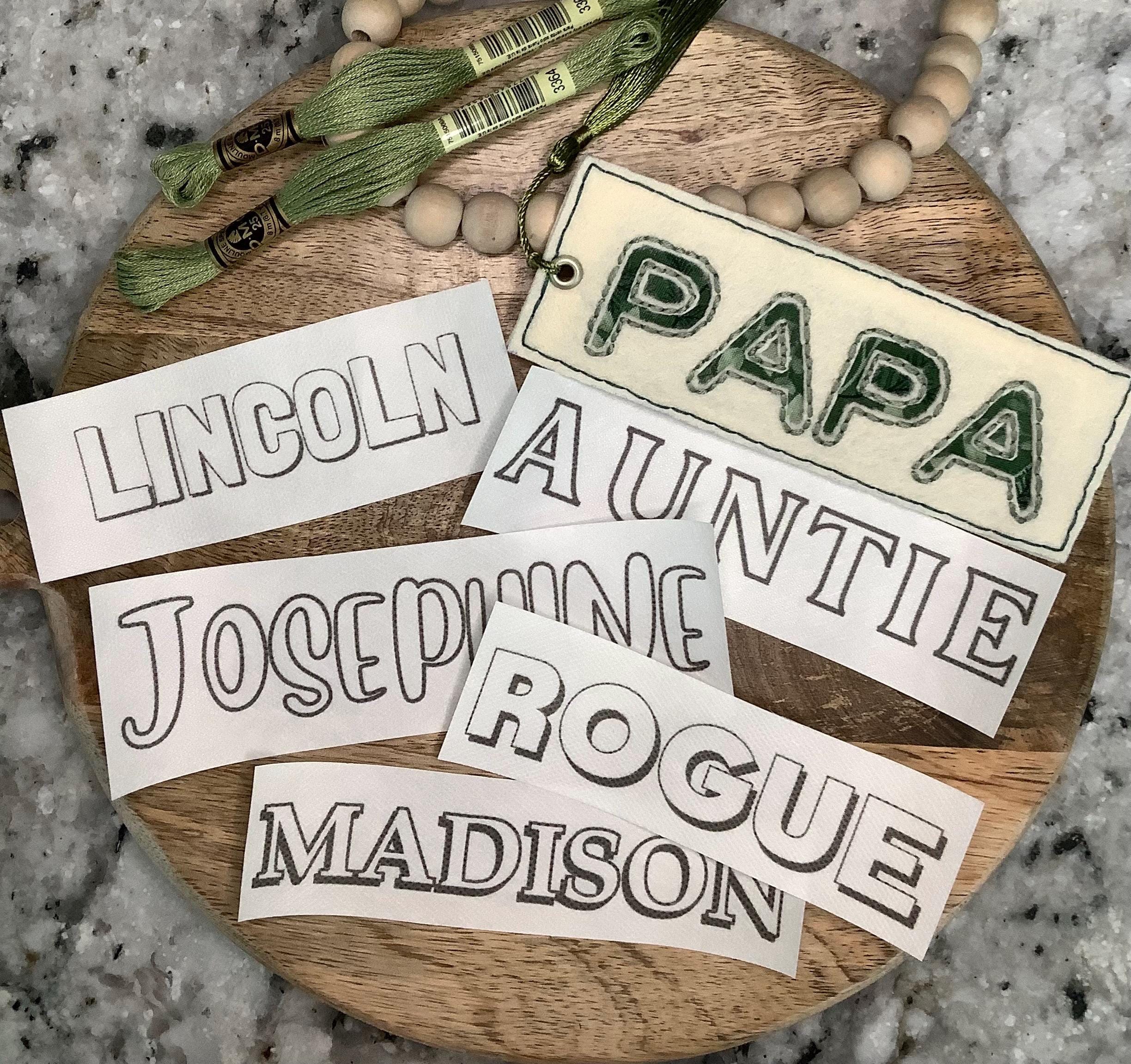 CUSTOM word or name Stick and Stitch template / pattern transfer patch / peel and stick embroidery pattern / DIY / personalized gift