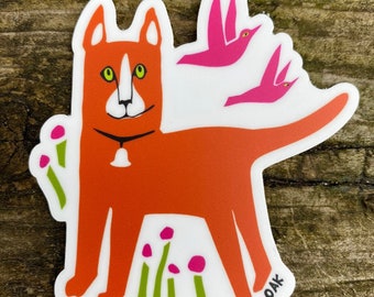 Die-CutOrange Cat Sticker Set of 3- Perfect for Laptop or Water Bottle