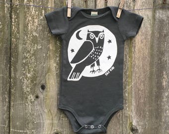 Woodland Grey Owl Infant Short Sleeve One Piece