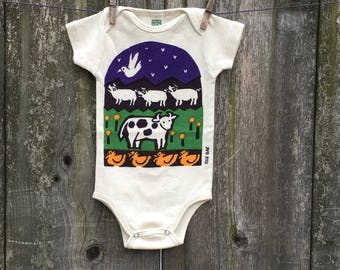 Une-pièce pour bébé en coton bio Happy Farmyard