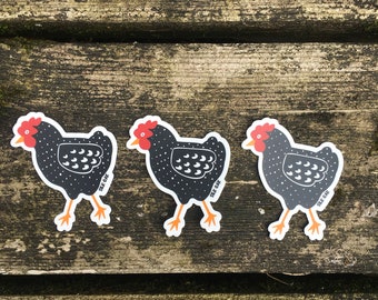 Die-Cut Dotty Chicken Sticker Set of 3- Perfect for Laptop or Water Bottle