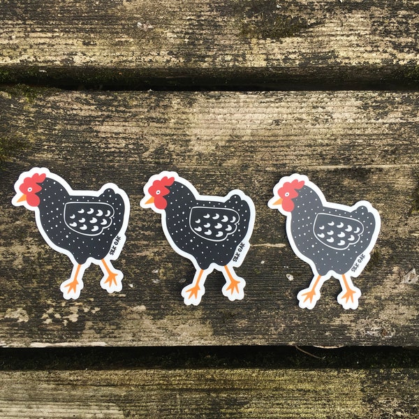 Die-Cut Dotty Chicken Sticker Set of 3- Perfect for Laptop or Water Bottle