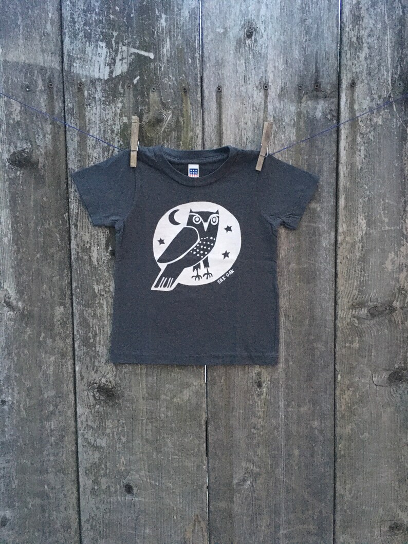 Grey Owl Child's Tee Hand Silkscreened Sizes 2, 4, 6, 8, 10, 12 image 2