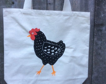 Cotton Canvas Chicken Tote Bag