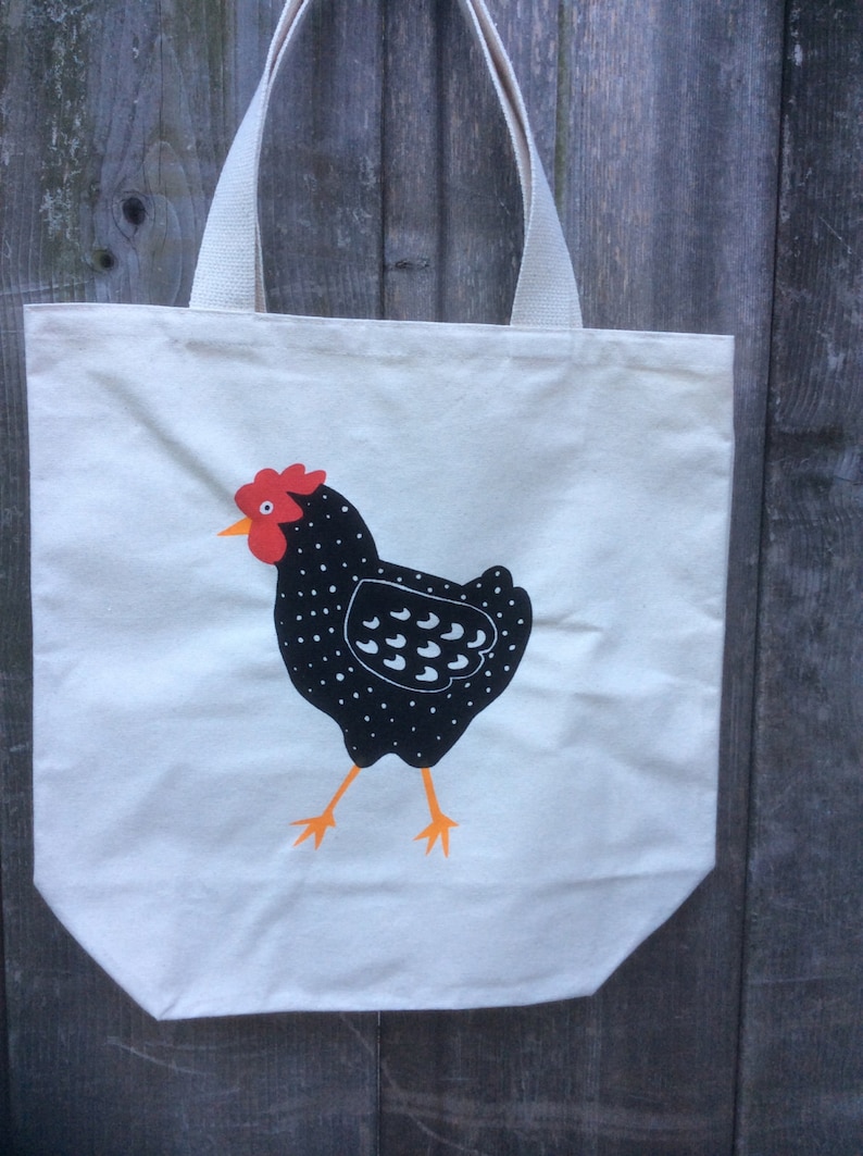Cotton Canvas Chicken Tote Bag