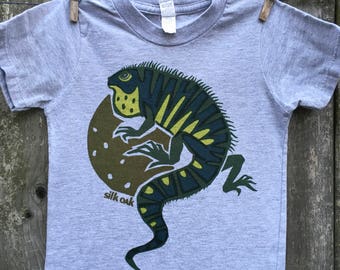 Green Iguana on the Moon Kid Tee