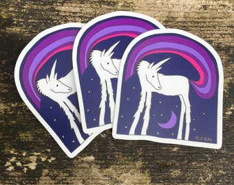 Die-Cut Unicorn Rainbow Stickers Set of 3 Perfect for Laptop or Water Bottle