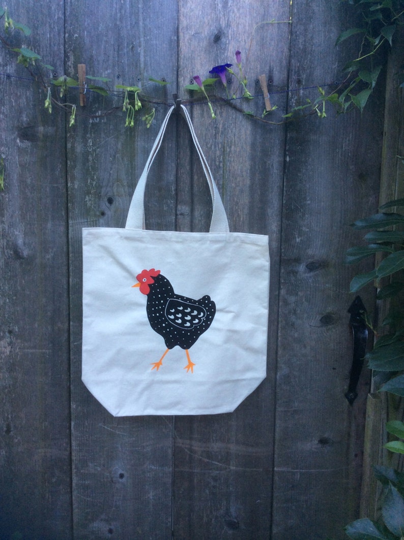 Cotton Canvas Chicken Tote Bag
