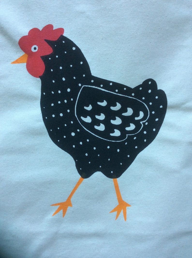 Cotton Canvas Chicken Tote Bag