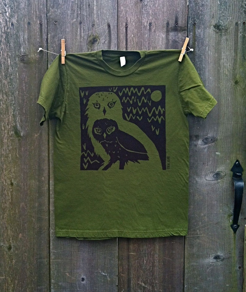 Olive Owl Twins Unisex Adult Tee image 1