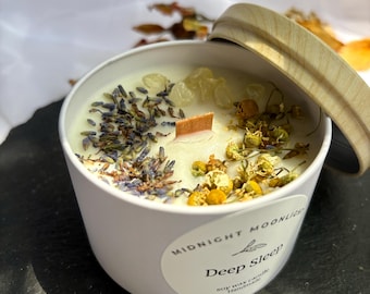 Deep Sleep Candle Lavender Chamomile Soy Wax Candle With Wooden Wick