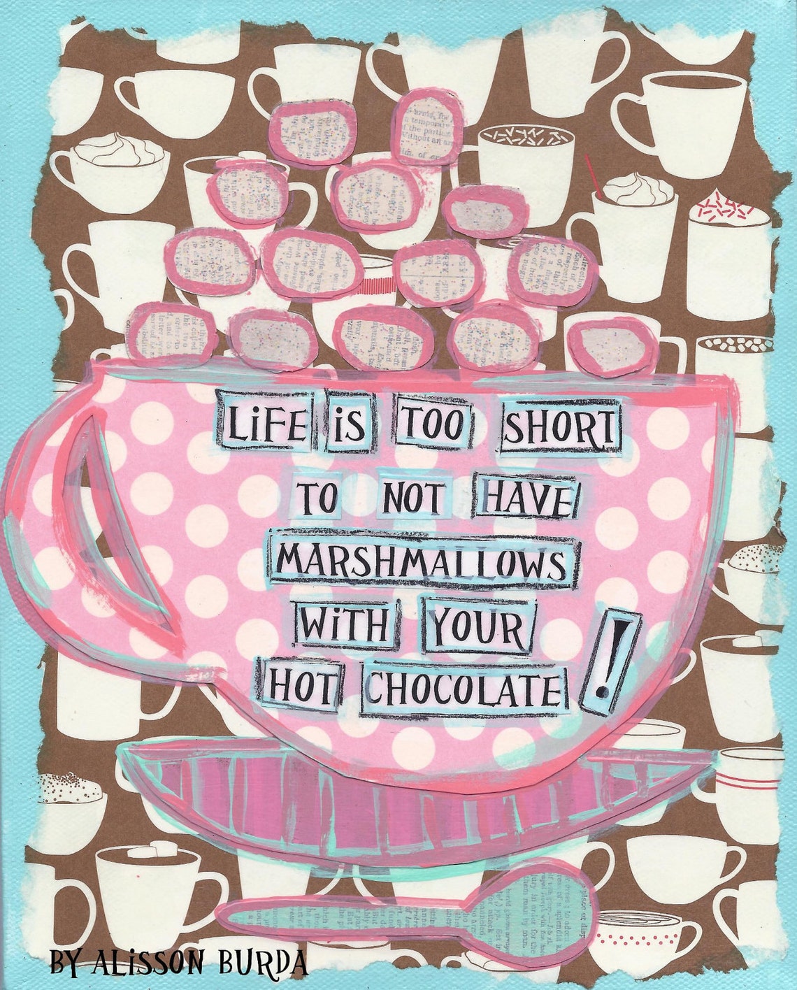 Marshmallow Love Greeting Card Etsy