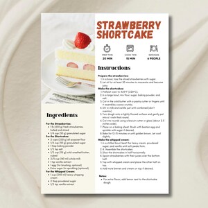 Prosty minimalistyczny szablon karty z przepisami | Edytowalny i do druku | A4/US letter | Szablon Canva