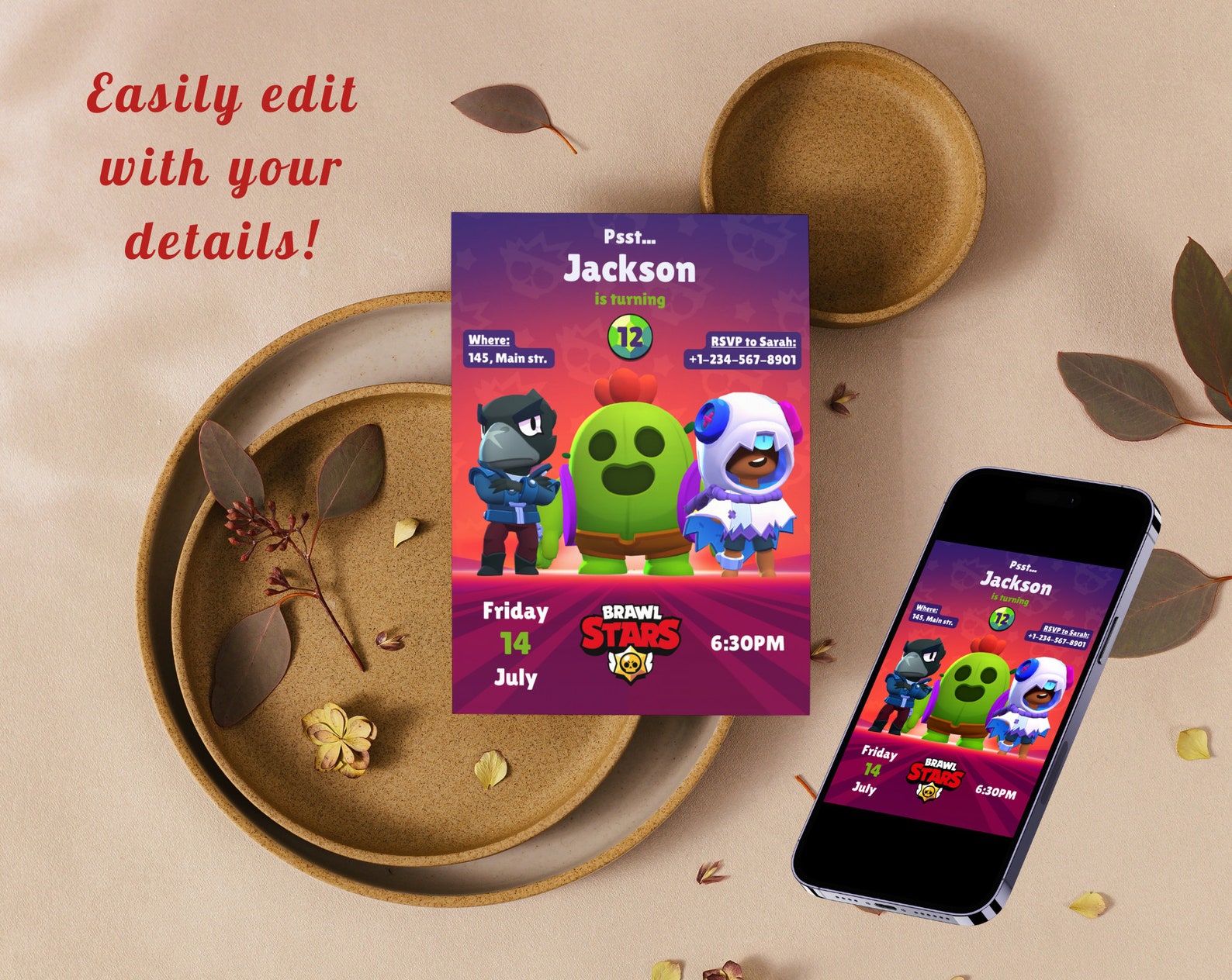 Invitation Anniversaire Brawl Stars à Imprimer Invitation d'anniversaire modifiable Brawl Stars | Invitation d