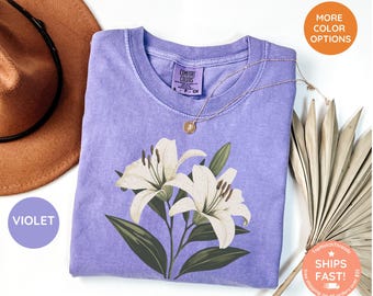 Vintage Lily Flower Shirt, Flower Tee, Flower tshirt, Summer Shirt, Garden lover gift, Flower Lover Gift, Retro Flower Shirt, Garden Tee