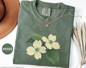 Vintage Dogwood Blossom Shirt, Flower Tee, Flower tshirt, Summer Shirt, Garden lover gift, Flower Lover Gift, Retro Flower Shirt, Garden Tee