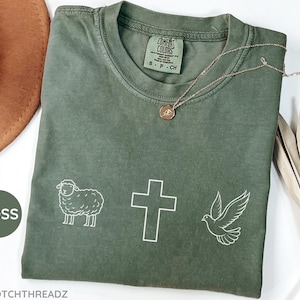 Comfort Colors® Religious Shirt, Flock Cross and Dove shirt, Religious gift, Jesus Shirt, Christian Shirt, Faith Shirt, Bible Shirt