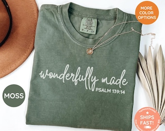 Comfort Colors® Religious Shirt, Jesus Shirt, Wonderfully Made Religious Shirt, Comfort Colors Christian Shirt, Faith Shirt, Bible Verse