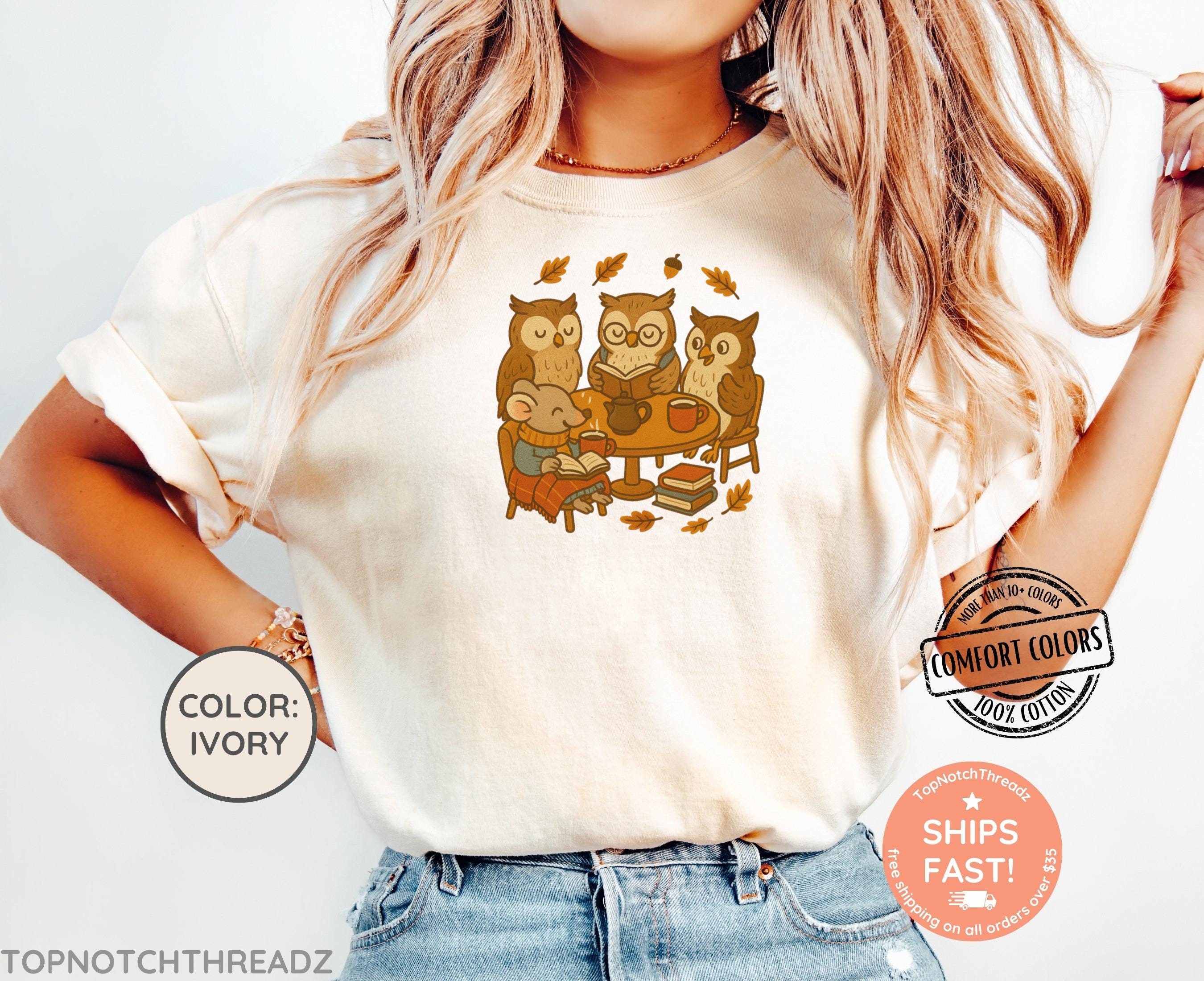 Comfort Colors® Cute Fall Owls Shirt, Cozy Fall Tshirt, Trendy Cute Autumn Owls TShirt, Fall Sea