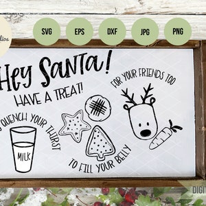 Dear Santa Tray SVG, Hey Santa Cookies And Milk Svg Eps Png Cut File, Merry Christmas Svg, Santa Cookies Svg, Holiday Svg, Doodle Tray image 2