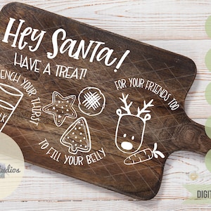 Dear Santa Tray SVG, Hey Santa Cookies And Milk Svg Eps Png Cut File, Merry Christmas Svg, Santa Cookies Svg, Holiday Svg, Doodle Tray image 3