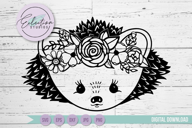 Download Hedgehog Svg Flower Crown Hedgehog Floral Animal Hand Drawn Etsy