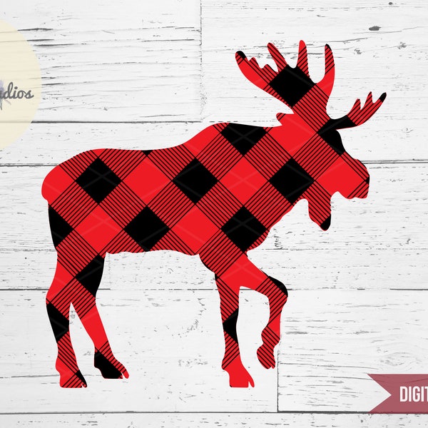 Buffalo Plaid Moose, woodland animal, lumberjack, hipster boy or girl SVG, DXF, eps, jpg, png cut cutting file for silhouette and cricut