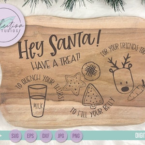 Dear Santa Tray SVG, Hey Santa Cookies And Milk Svg Eps Png Cut File, Merry Christmas Svg, Santa Cookies Svg, Holiday Svg, Doodle Tray image 1