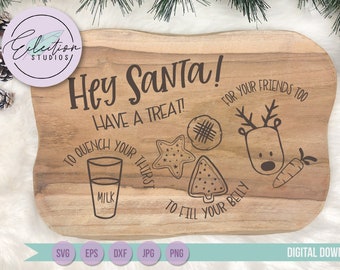 Dear Santa Tray SVG, Hey Santa Cookies And Milk Svg Eps Png Cut File, Merry Christmas Svg, Santa Cookies Svg, Holiday Svg, Doodle Tray