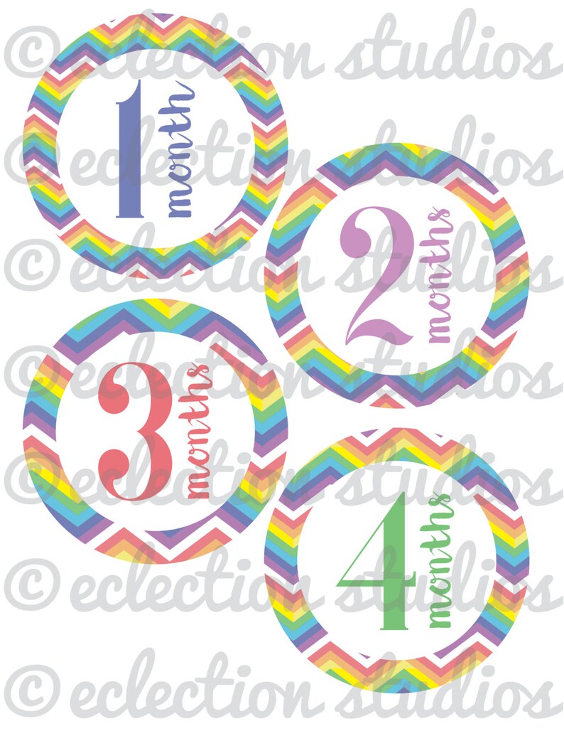 PRINTABLE Monthly Baby Stickers Gender Neutral Rainbow | Etsy