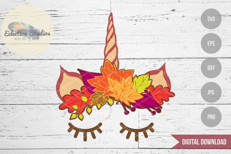 Download Fall Unicorn SVG Halloween SVG Fall Leaf Crown Unicorn ...