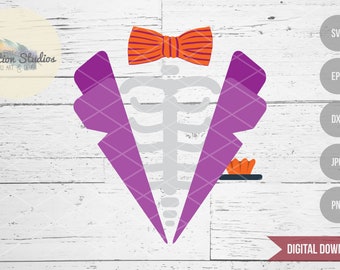 Halloween SVG, Skeleton svg, tuxedo skeleton, tux and bow tie, commercial use SVG, DXF, eps, jpg, and png file for silhouette or cricut