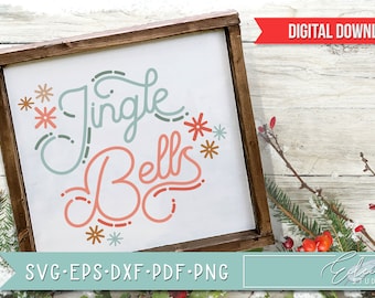 Retro Christmas SVG, Vintage Holiday SVG, Jingle Bells, Retro Script with Vintage Flair, Commercial Use SVG Instant Digital Download