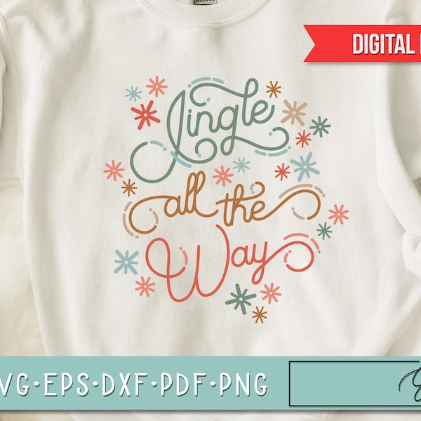 Retro Christmas SVG, Vintage Holiday SVG, Jingle All The Way svg, Retro Script w/ Vintage Flair, Commercial Use SVG Instant Digital Download