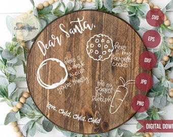 Cookies for Santa SVG, Christmas SVG, Santa tray svg, Round Cookie Plate, Dear Santa Cookie Plate Round, Cookie tray, SVG dxf commerical use