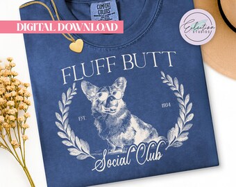 Corgi PNG, Fluff Butt Social Club Shirt Graphic, Funny Corgi Dog Design