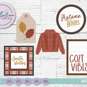 Fall Tiered Tray SVG Sign Kit: Sweater Weather, Cozy Vibes (Digital Download)