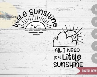 All I Need is a little Sunshine Mommy and Me SVG set, rainbow baby svg, Little Sunshine Svg, you are my sunshine birthday shirt set SVG file