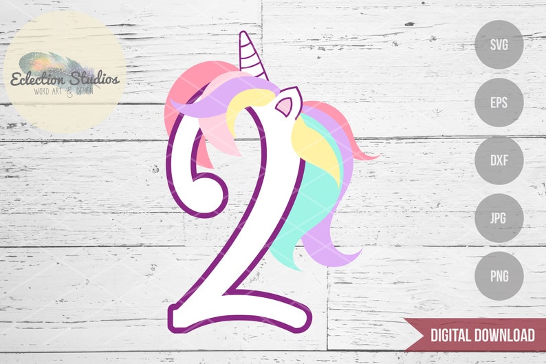 unicorn svg unicorn 2 two second birthday unicorn number etsy