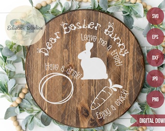 Easter SVG, Dear Easter Bunny Plate, Carrots for the Easter Bunny, Easter Bunny Tray, hand drawn svg, Carrot Plate SVG, Doodle Tray Svg