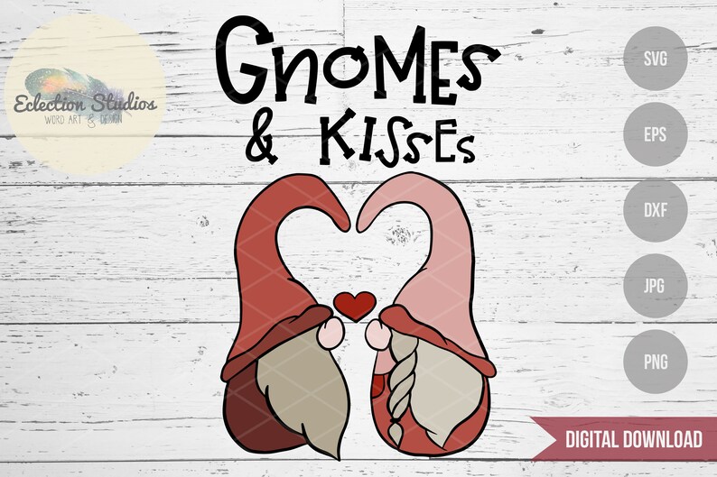 Download Valentine svg Gnome SVG Gnomes and Kisses Gnome Couple | Etsy