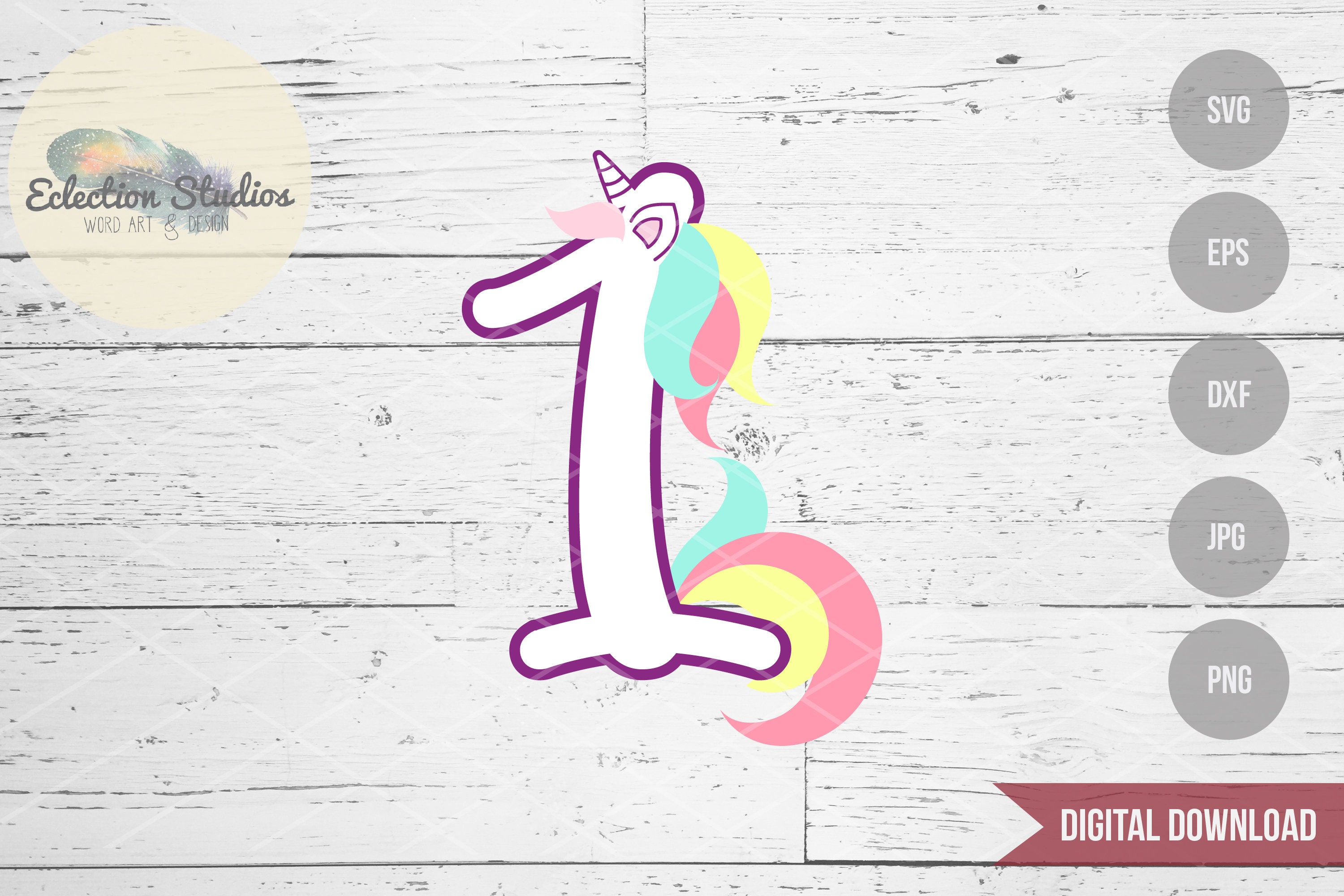 Download Free Unicorn Svg Unicorn 1 One First Birthday Unicorn Number Etsy SVG Cut Files