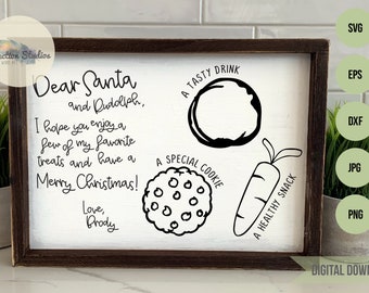 Cookies for Santa SVG, Christmas SVG, Holiday tray, Dear Santa Tray, Christmas Eve cookie tray, reindeer food tray, SVG dxf commerical use