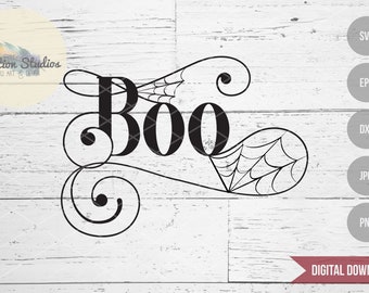 Halloween SVG, Boo svg, cobwebs, spiderwebs spooky sign commercial use SVG, DXF, eps, jpg, and png file for silhouette or cricut